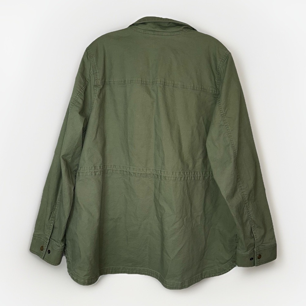 LL Bean BeanFlex Utility Jacket Womens Size 2X Deep Olive Full Zip Snap 517224 - Picture 9 of 11